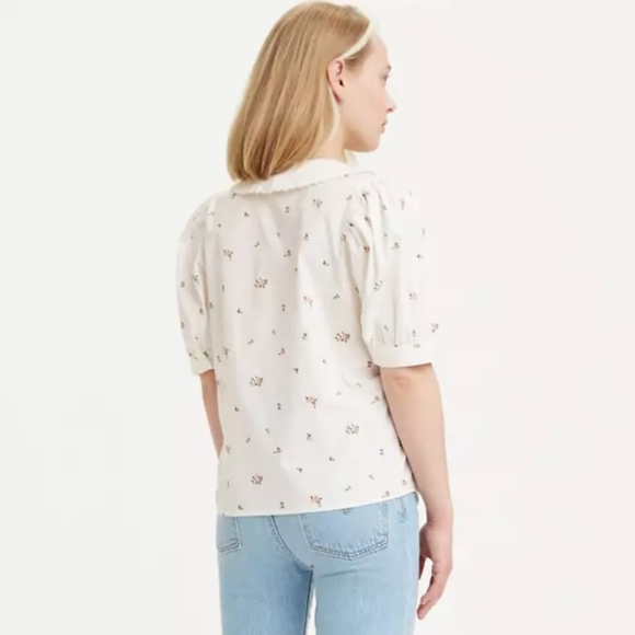 LEVI Royce Collar Puff Sleeve Top- medium - Picture 3 of 3